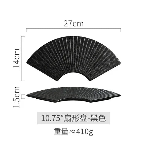 Japanisches Sushi-Teller-Set – Matte Keramik Fächerplatten (4 Stk) NOOR08
