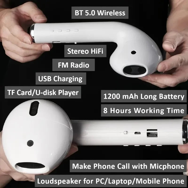 Wacky Riesenkopfhörer-Lautsprecher – Kabelloser Bluetooth Subwoofer mit USB & SD-Kartenleser NOOR08