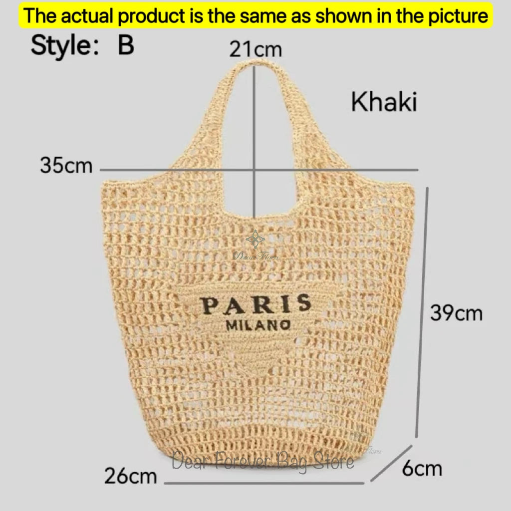Modische Damen-Stroh-Schultertasche, Luxus-Design, Sommer NOOR08