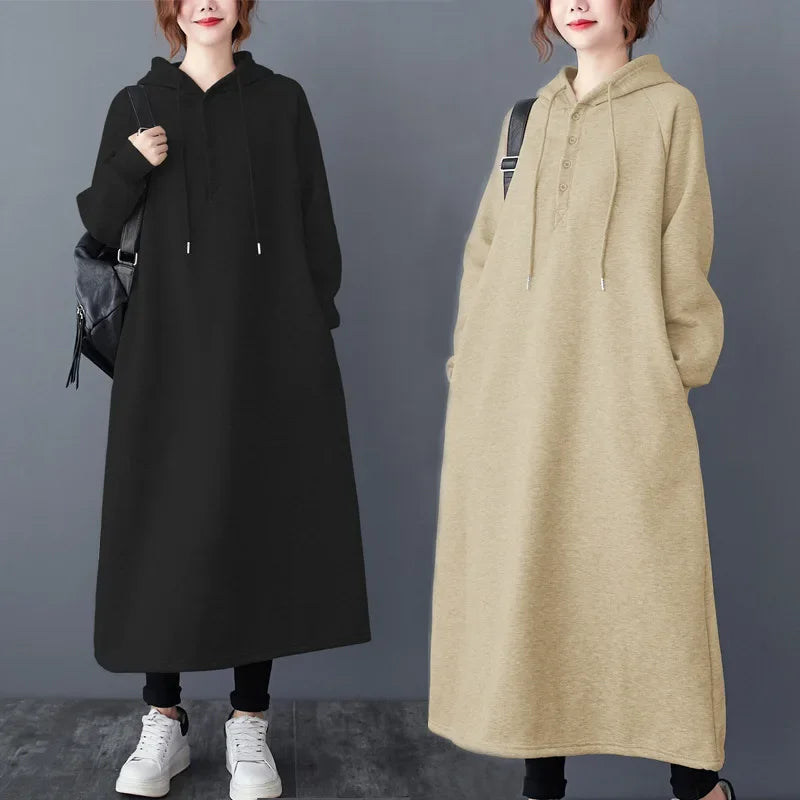 Kuscheliges Oversize Sweatshirt-Kleid mit Kapuze im Korea-Stil NOOR08