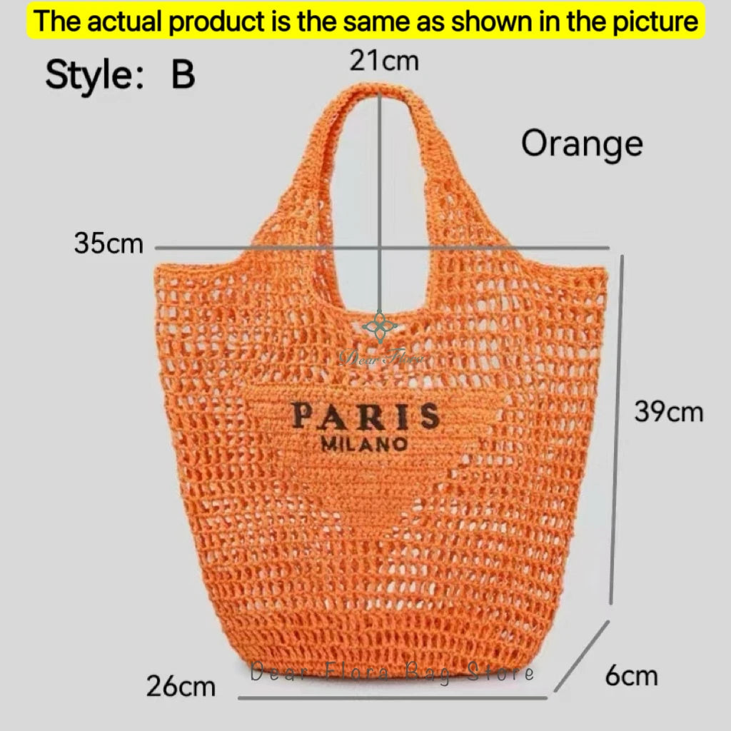 Modische Damen-Stroh-Schultertasche, Luxus-Design, Sommer NOOR08