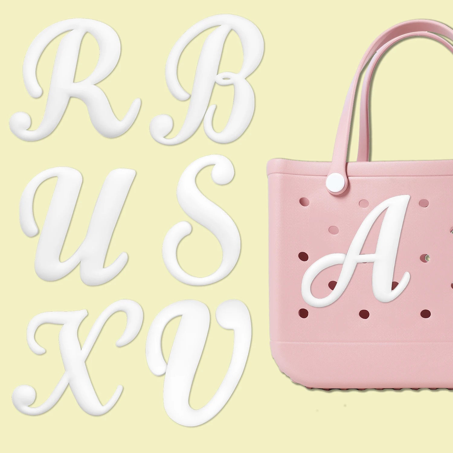 Weißer römischer Alphabet-Charm für Strandtaschen-Accessoires NOOR08