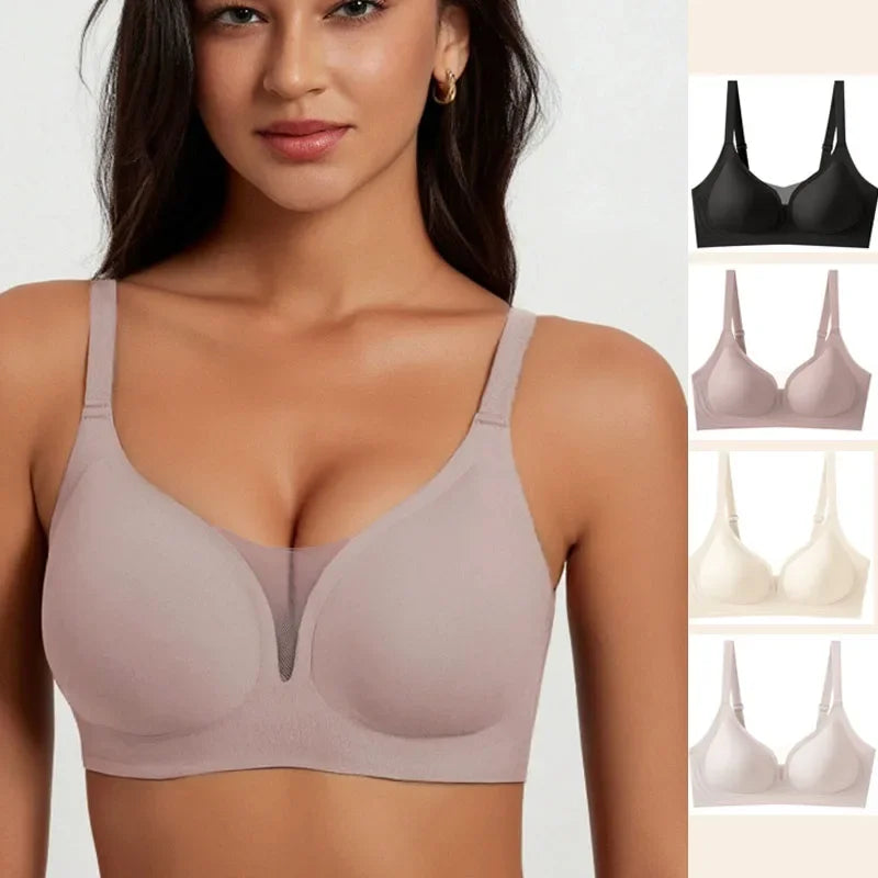 Ein nahtloser BH für Damen, Einteiler, mit Push-up-Effekt. Weich und bequem, mit Rückenverschluss und ohne Bügel. Auch in Übergrößen erhältlich.

