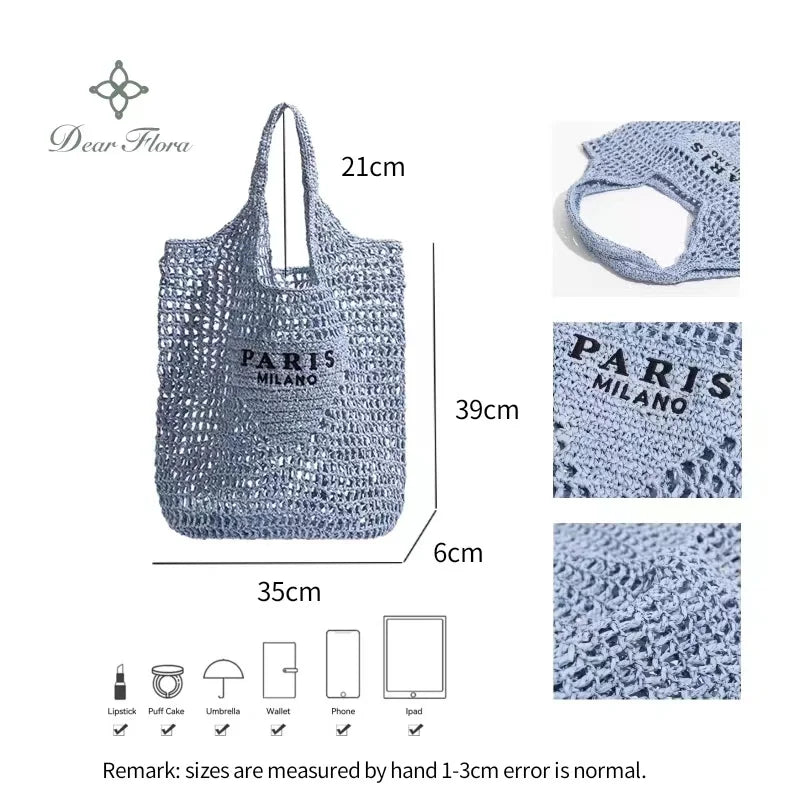 Modische Damen-Stroh-Schultertasche, Luxus-Design, Sommer NOOR08