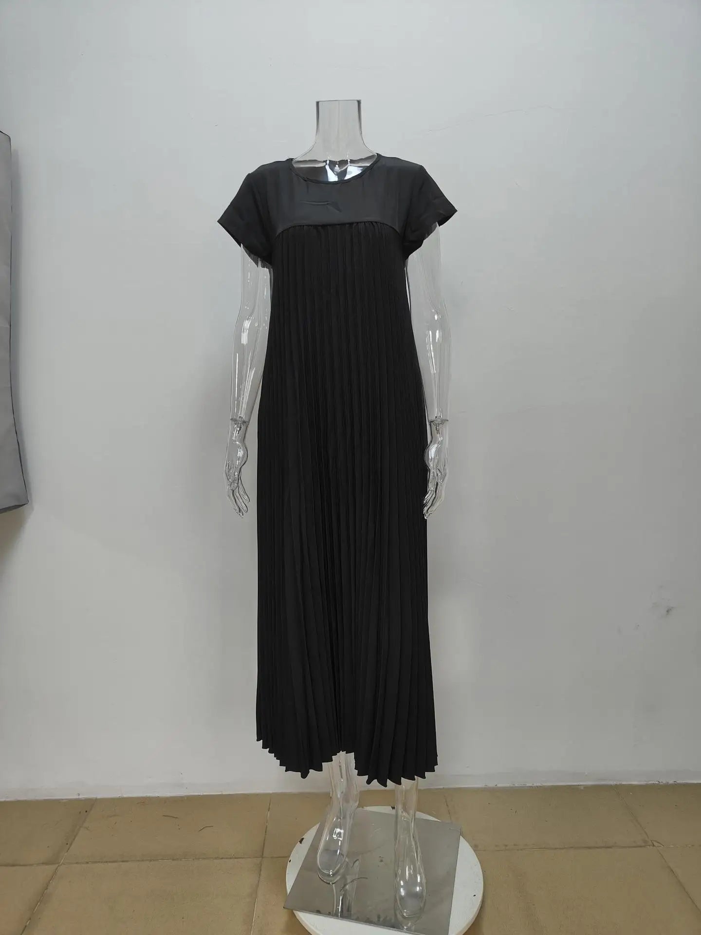 Elegantes O-Ausschnitt Sommer-Maxikleid, kurze Ärmel, lässig NOOR08