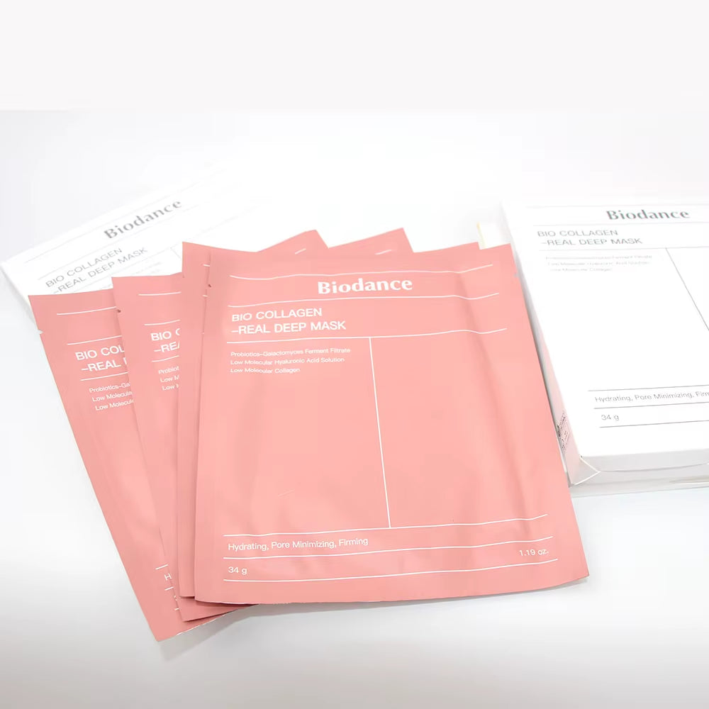 K-Beauty Bio-Collagen Real Deep Mask (4-Pack) | Overnight Hydrogel for Pore, Elasticity & Hydration