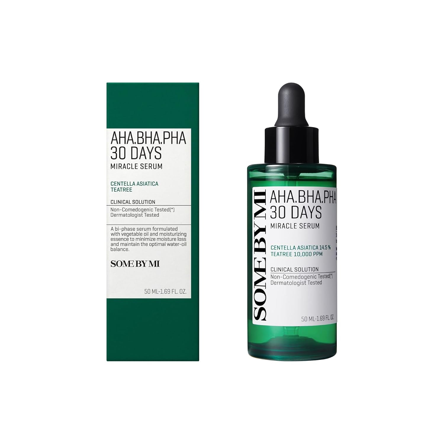 SOME by MI AHA BHA PHA 30 Tage Miracle Serum – 50Ml – Beruhigendes Centella-Serum Mit Niacinamid – Gegen Poren, Sebum & Mitesser – Koreanische Hautpflege