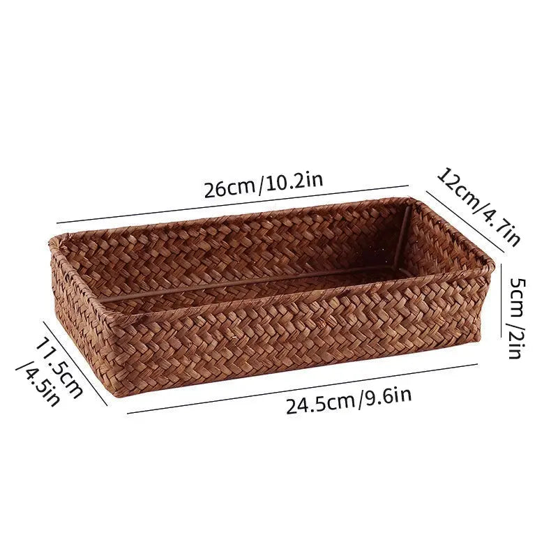 Stylish Woven Seagrass Storage Baskets - Versatile Rattan Laundry & Organizer Containers for a Clutter-Free Home
