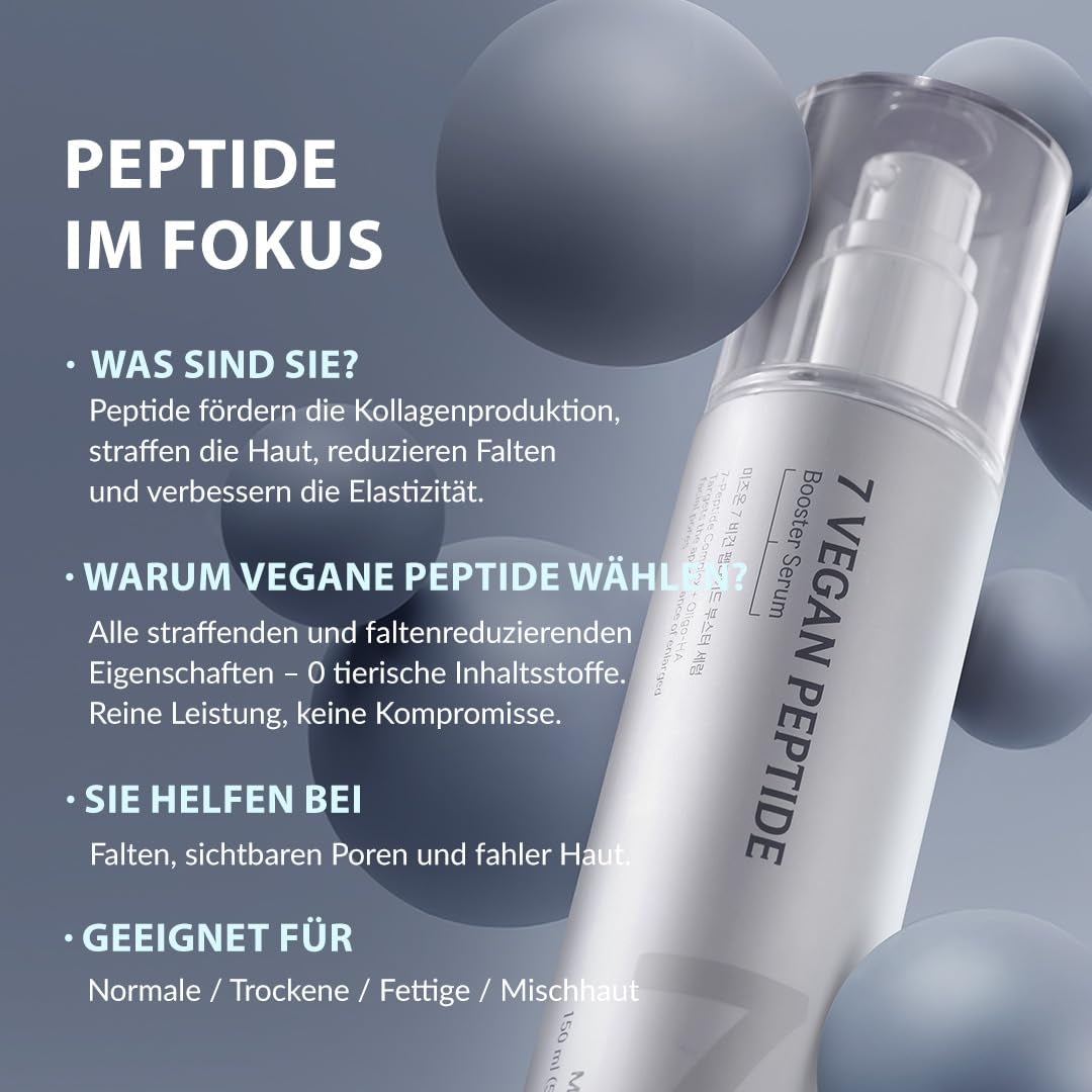 [MIZON] 7 VEGAN PEPTIDE BOOSTER SERUM (150Ml) Koreanische Pflege – Glas-Haut in 7 Sekunden – Porenreduzierung – 7 Lösungen Gegen Hautunregelmäßigkeiten – Hydratiert & Verleiht Ihrer Haut Neuen Glanz