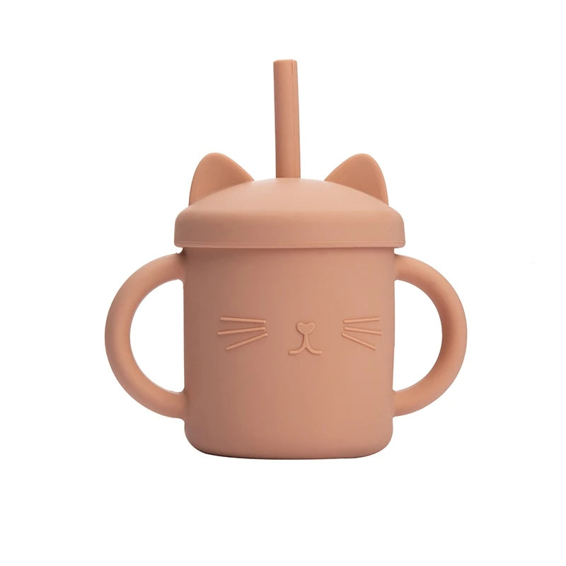 200ML Baby Feeding Drinkware Straw Cup Baby Learning Feeding Bottles Anti-Hot Leakproof Silicone Tableware Toddler Water Bottle