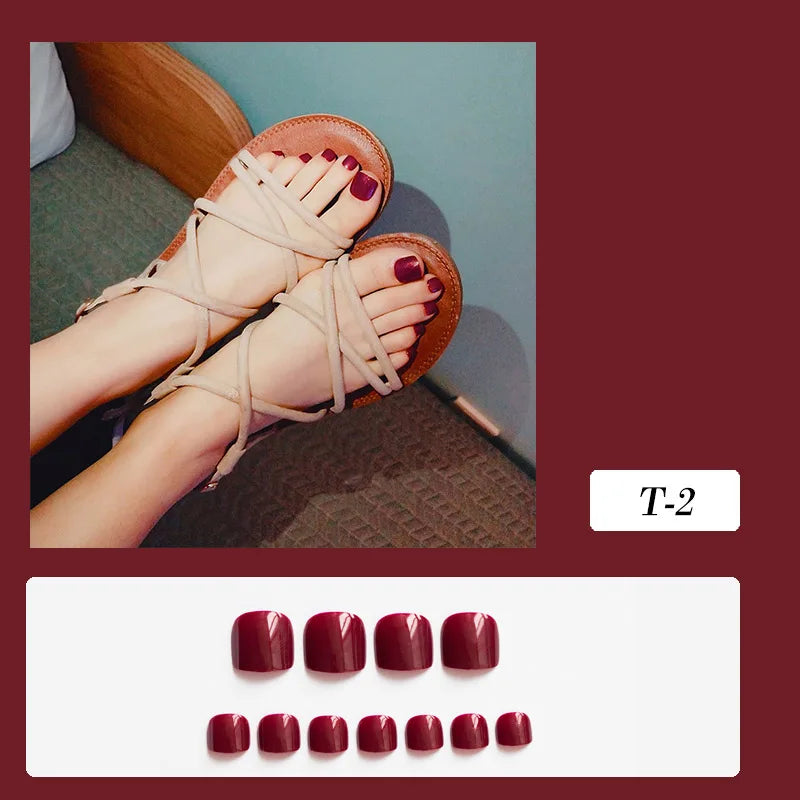 Simple French Fake Toenails (24 Pcs) | Comfortable & Removable Press-On for Summer