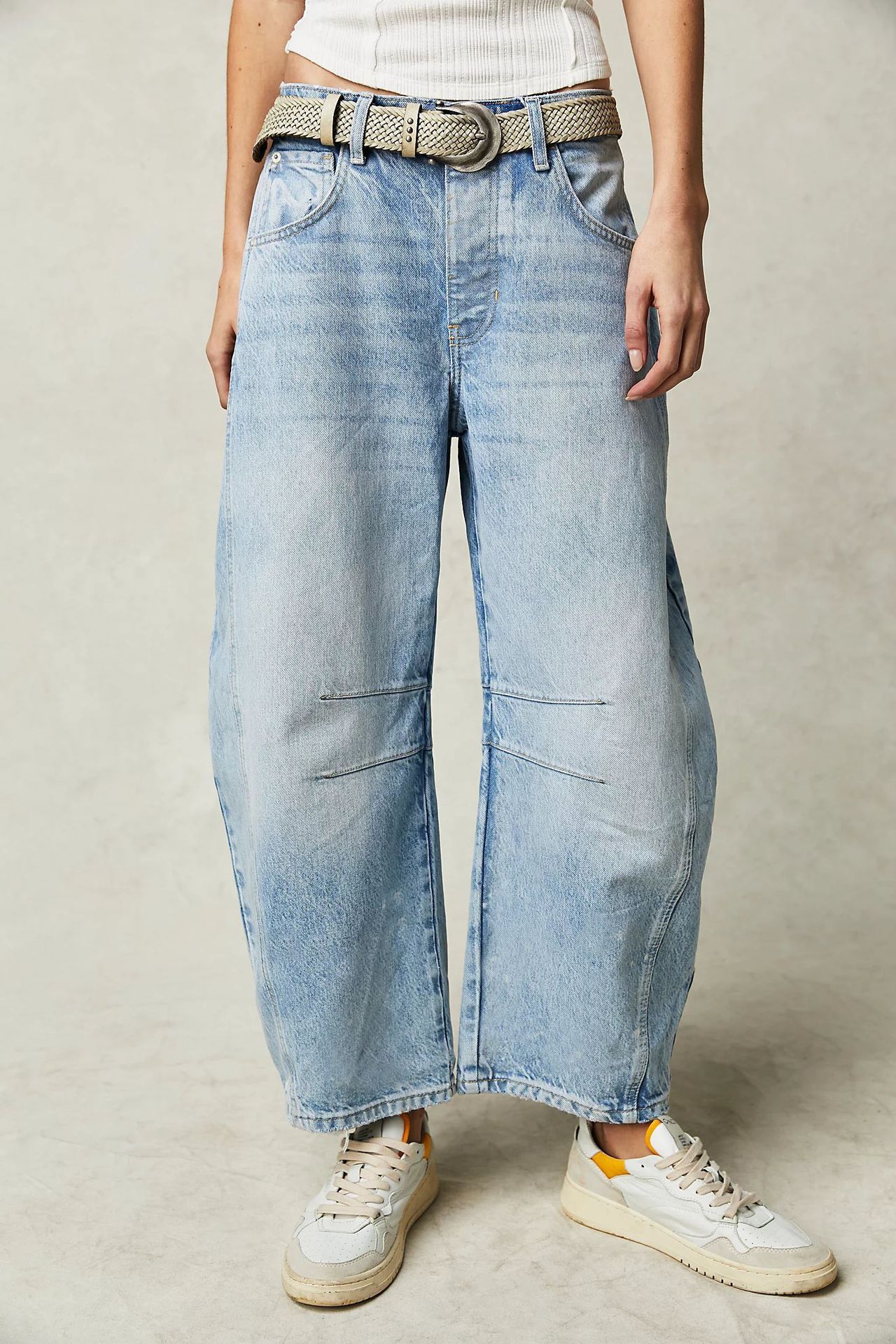 High-Stretch Barrel Jeans | Damen weite Casual Mid-Waist-Jeans NOOR08