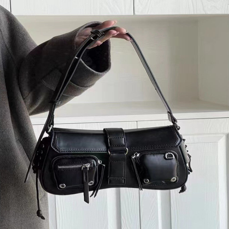 Damen Schultertasche klein – Motorrad Stil Crossbody Bag Vintage NOOR08