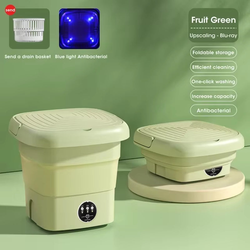 Compact Mini Washing Machine: Foldable & Portable for Socks, Underwear & Travel