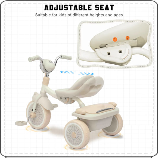 UBRAVOO Portable Baby Trike: Foldable Tricycle with Elastic PU Wheels & LED Lights (Ages 1-5)