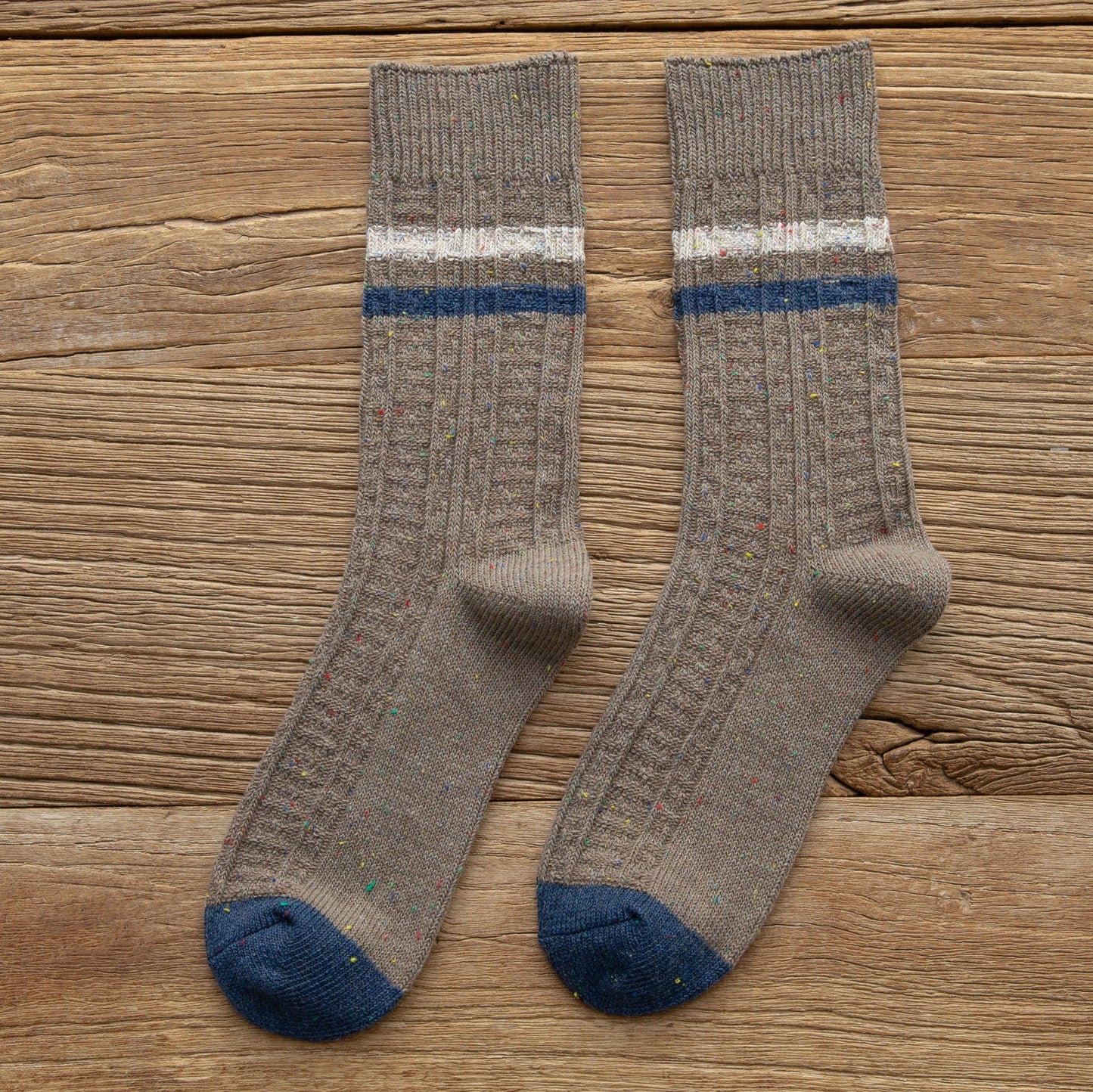 Retro Mori Style Wollsocken – Dicke Farbmix Tube Socken NOOR08
