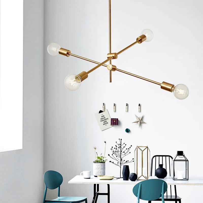 Vintage Rotatable Ceiling Light - Classic Plated Loft Style Living Room Lamp