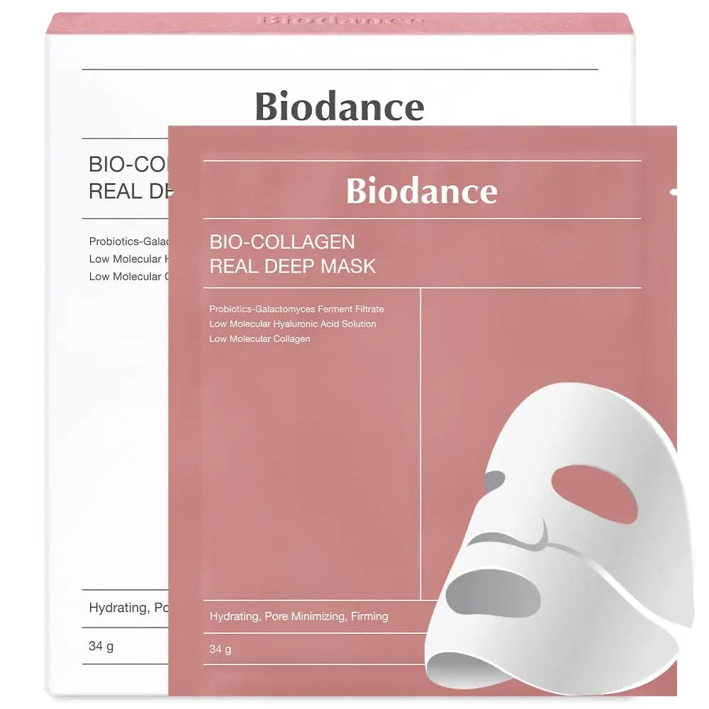 K-Beauty Bio-Collagen Real Deep Mask (4-Pack) | Overnight Hydrogel for Pore, Elasticity & Hydration