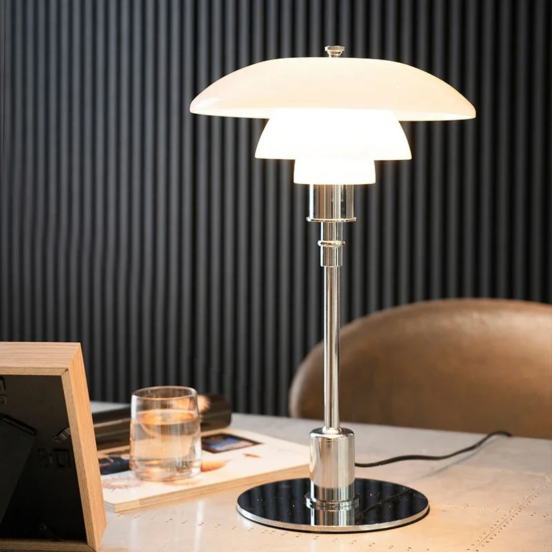 Scandinavian Glass Table Lamp – Modern Minimalist Lighting for Bedroom, Study & Living Room | Danish-Inspired Touch of Elegance