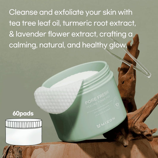 [MIZON PORE FRESH PEELING TONER PAD (X60) Koreanische Hautpflege - Sanfte Peeling-Tampons Mit AHA, BHA & PHA - Tiefenreinigung Und Sebumkontrolle Für Empfindliche Haut