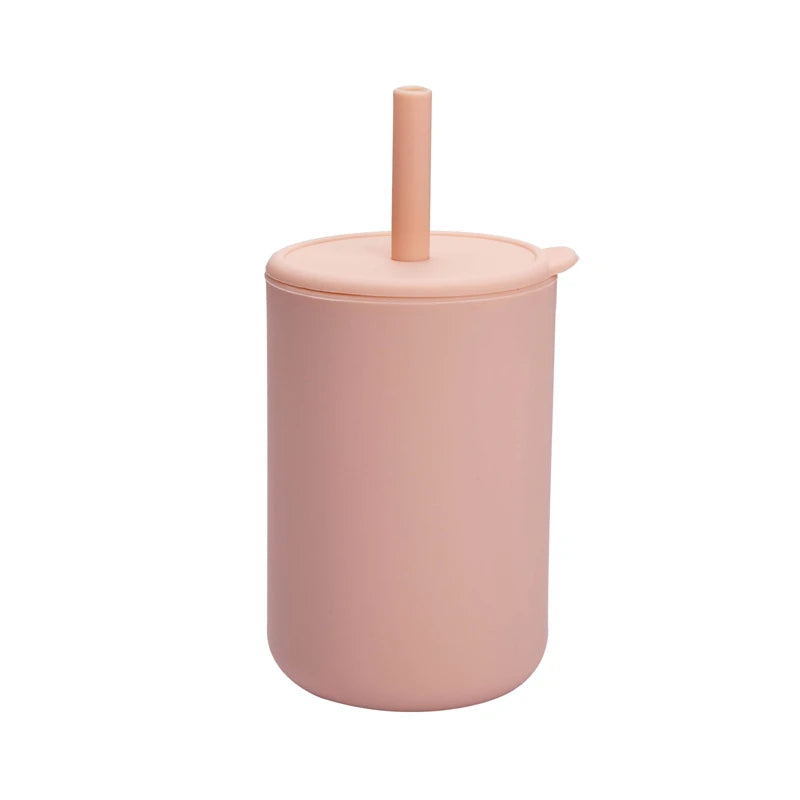 200ML Baby Feeding Drinkware Straw Cup Baby Learning Feeding Bottles Anti-Hot Leakproof Silicone Tableware Toddler Water Bottle