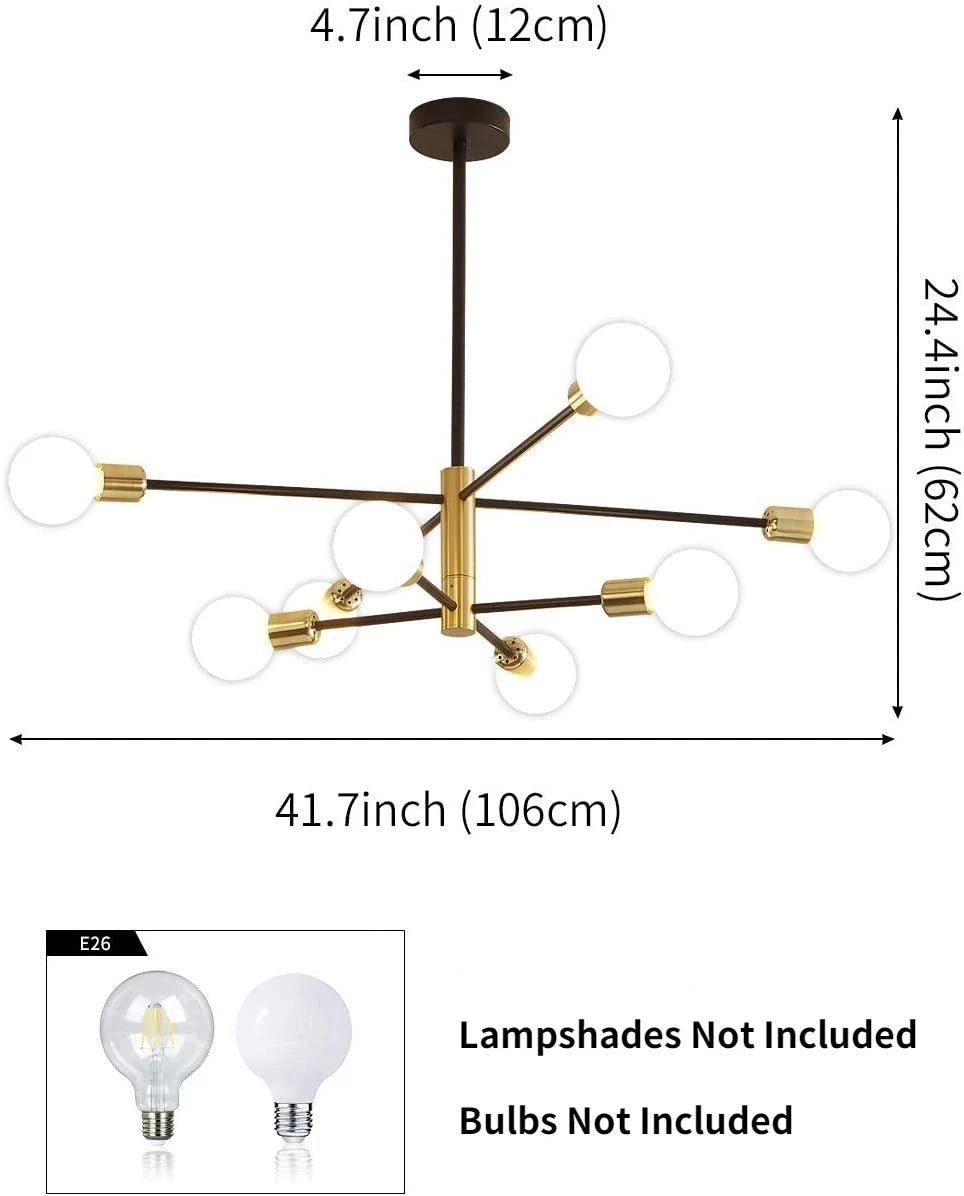 Vintage Rotatable Ceiling Light - Classic Plated Loft Style Living Room Lamp