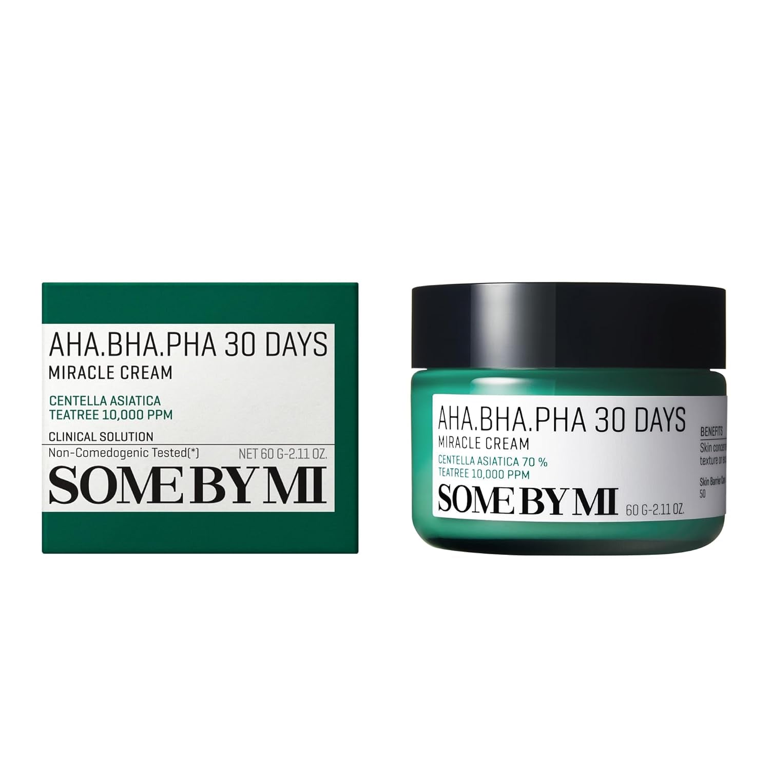 SOME by MI AHA BHA PHA 30 Days Miracle Cream – 60Ml – Milde Salicylsäure- & Centella-Creme Für Tägliche Beruhigung & Porenpflege – Koreanische Hautpflege