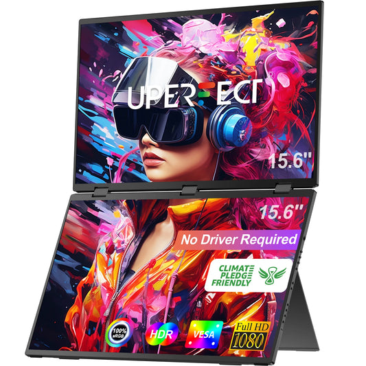 Portable Dual Monitor 15,6" Klappbar - FHD IPS Triple Screen Laptop Erweiterung USB-C Plug & Play