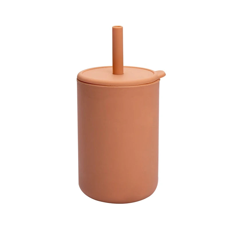 200ML Baby Feeding Drinkware Straw Cup Baby Learning Feeding Bottles Anti-Hot Leakproof Silicone Tableware Toddler Water Bottle