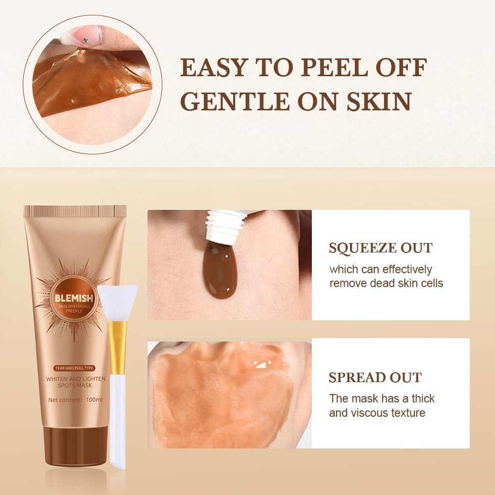 Parowu Weißende Und Aufhellende Flecken Maske,2025 Neuestes Kräuterflecken Peel-Off Maske Für Strahlende Haut, anti Falten Tear-Off Tiefenwirksame Gesichtsmaske Für Poren Straffung (Gold,1Pcs)