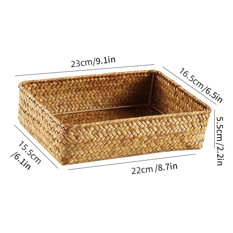 Stylish Woven Seagrass Storage Baskets - Versatile Rattan Laundry & Organizer Containers for a Clutter-Free Home