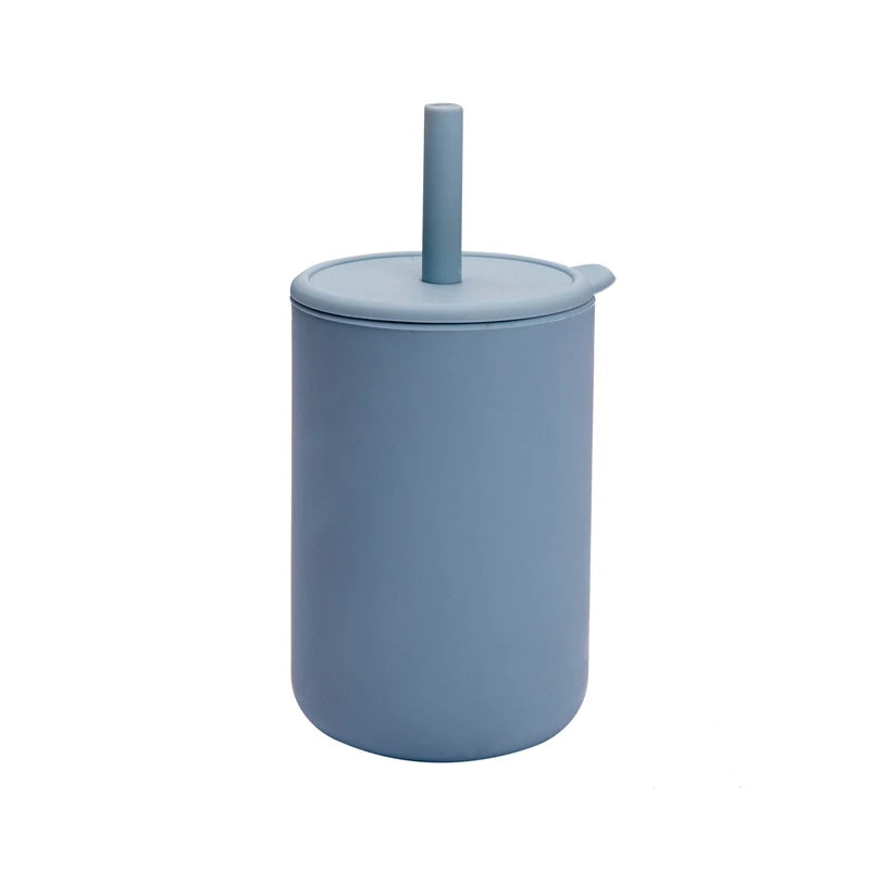 200ML Baby Feeding Drinkware Straw Cup Baby Learning Feeding Bottles Anti-Hot Leakproof Silicone Tableware Toddler Water Bottle