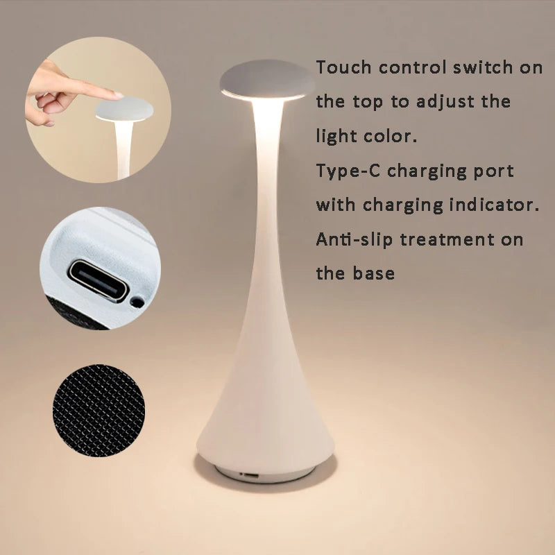 Designer Mushroom Touch Lamp - Cordless LED Bedside Atmosphere Light