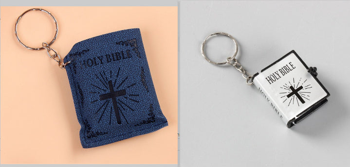 Mini Bibel Schlüsselanhänger | Kreuz-Schlüsselring als Geschenk NOOR08