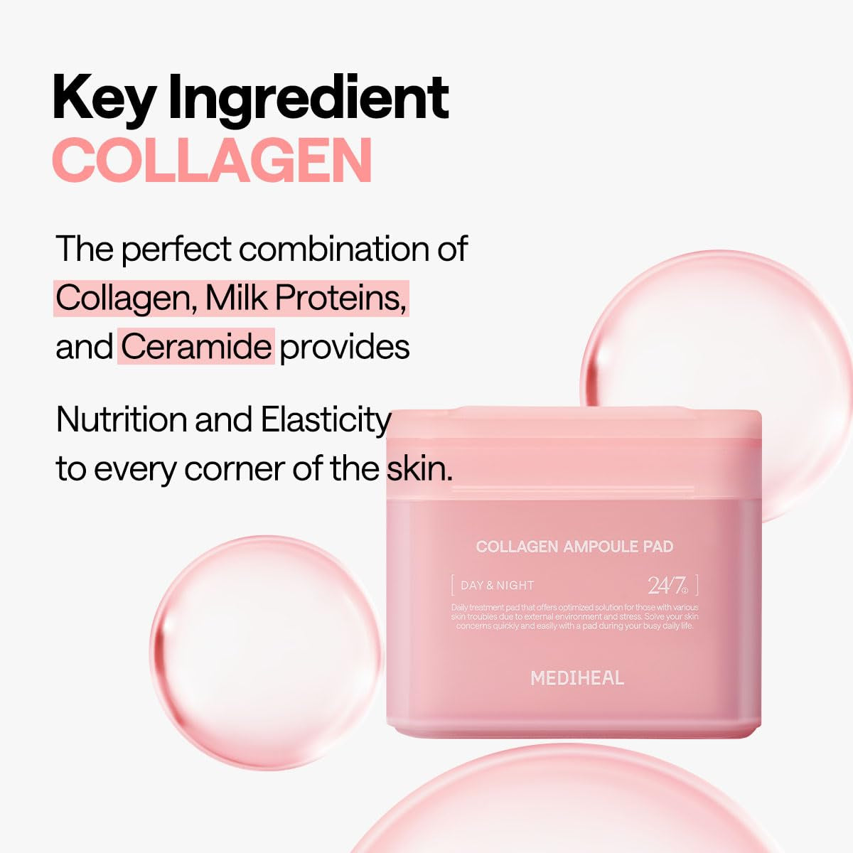 Collagen-Ampullen-Pad - Gesichtswasser Aus Baumwolle Für Hautstraffung Und Wiederherstellung Der Elastizität - Vegane Öko-Seidenpads (100 Stück)