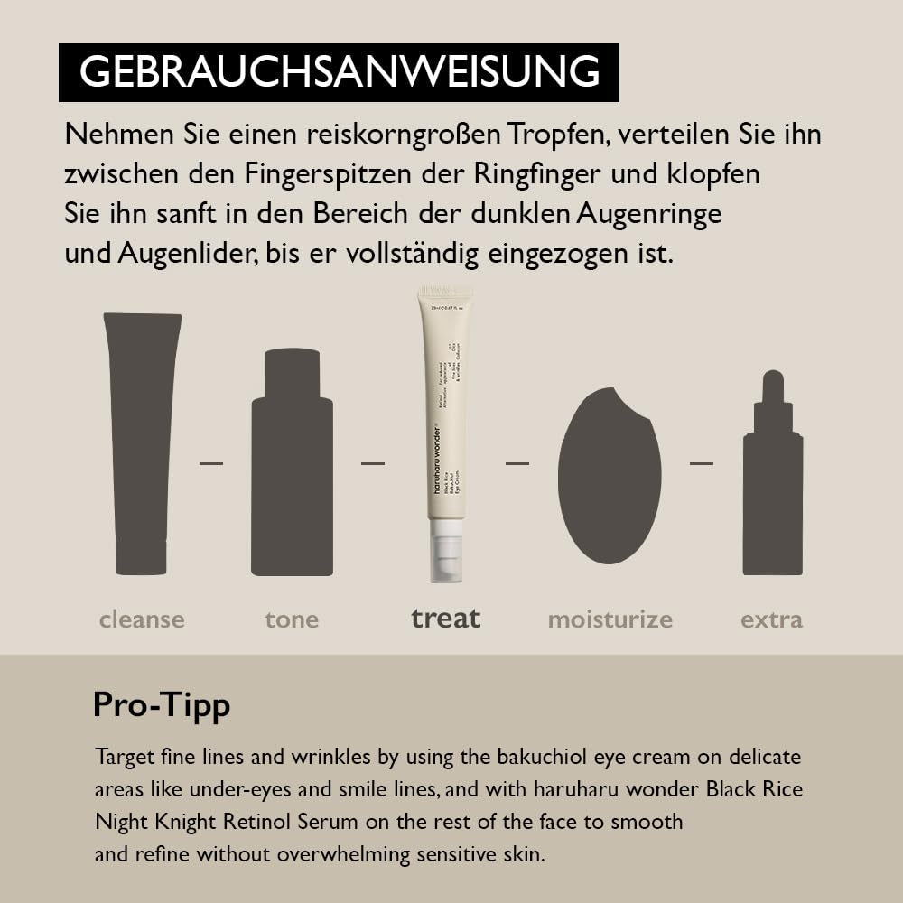 Wonder Black Reis Bakuchiol Augencreme 0,67 Fl.Oz / 20Ml | Anti-Aging, Faltenpflege, Natürliche Retinol-Alternative | Tierversuchsfrei, Ewg-Grün