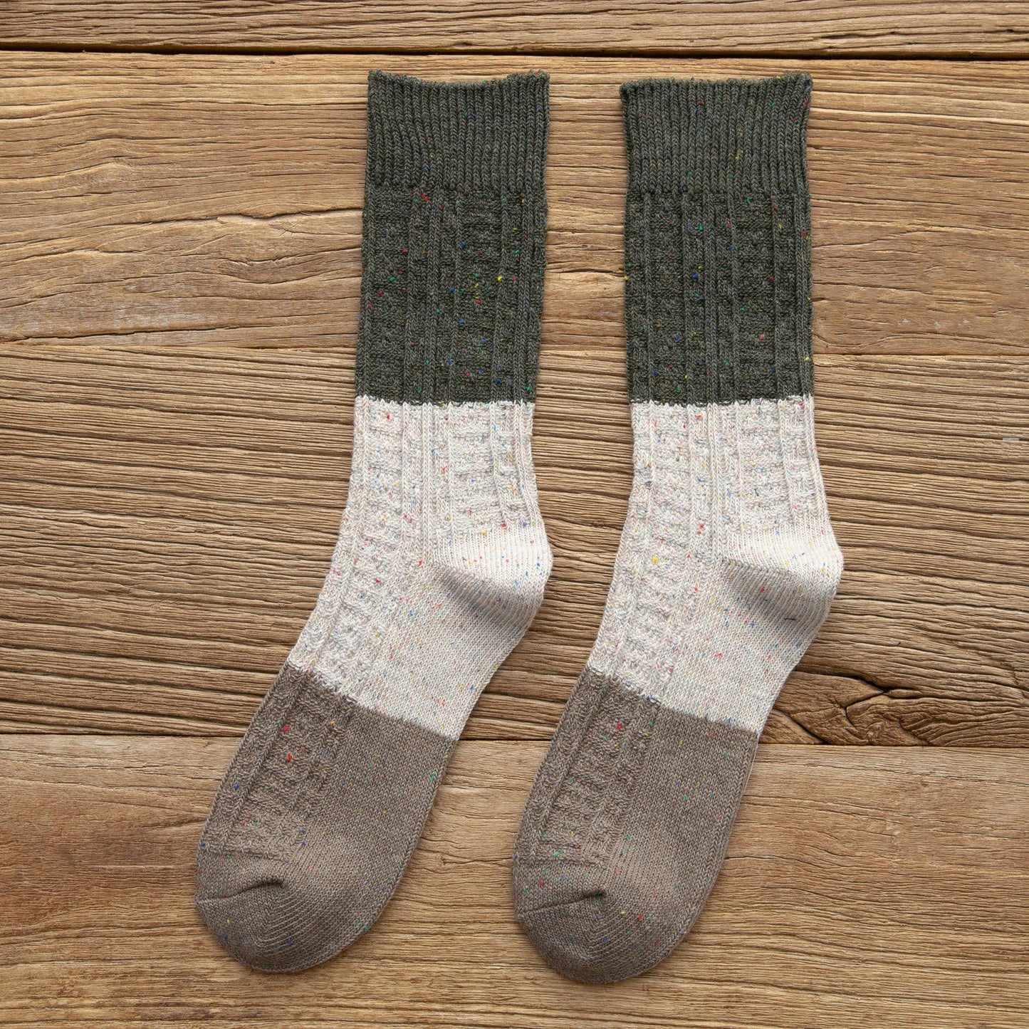 Retro Mori Style Wollsocken – Dicke Farbmix Tube Socken NOOR08