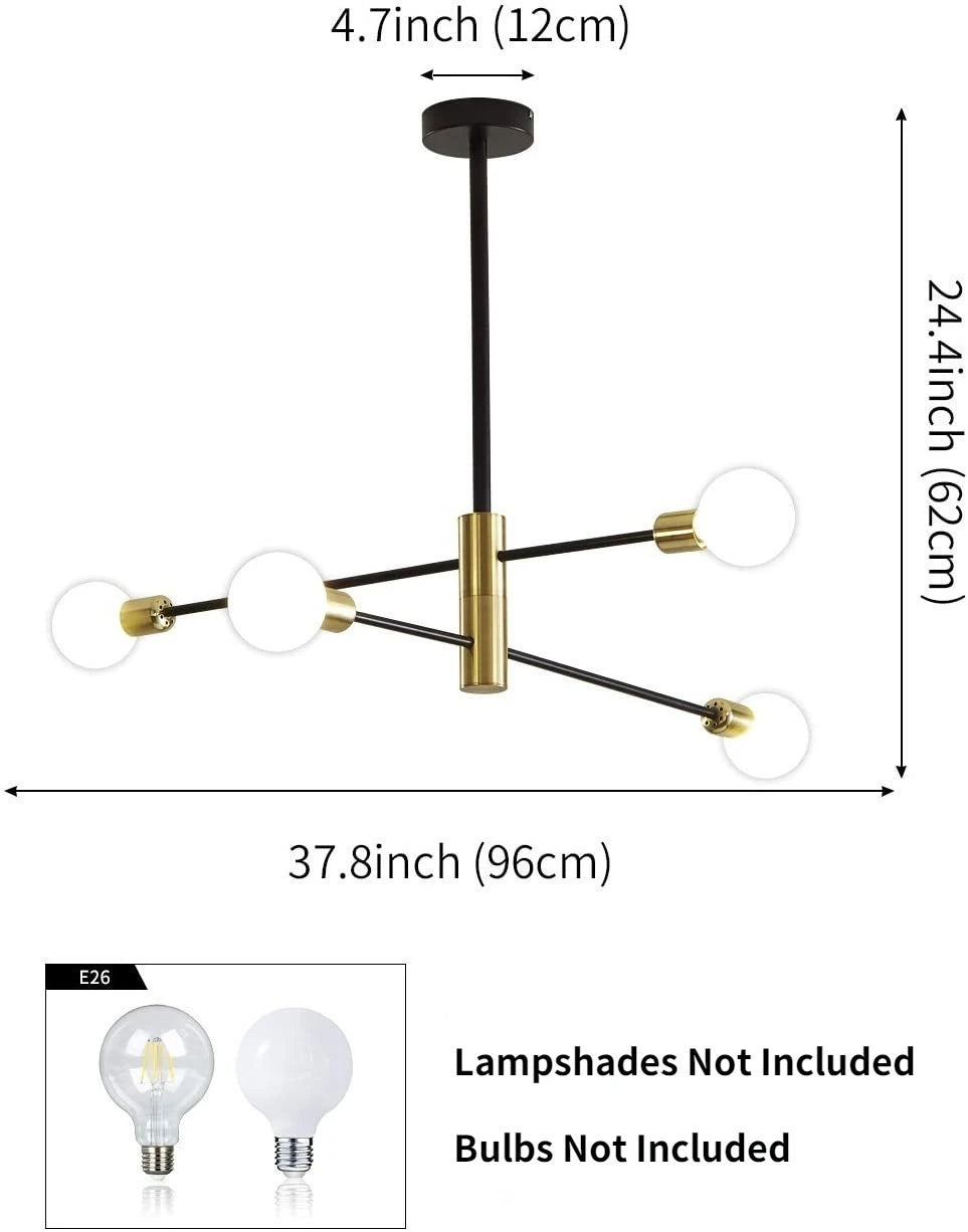 Vintage Rotatable Ceiling Light - Classic Plated Loft Style Living Room Lamp