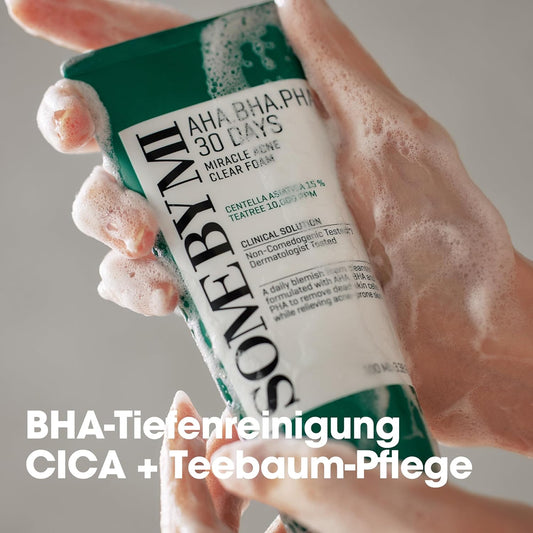 SOME by MI AHA BHA PHA Reinigungsschaum 100Ml – Exfolierender Cleanser Mit Salicylsäure & Teebaum – Porentiefe Gesichtsreinigung Gegen Akne & Unreinheiten – Koreanische Hautpflege Für Klare Haut
