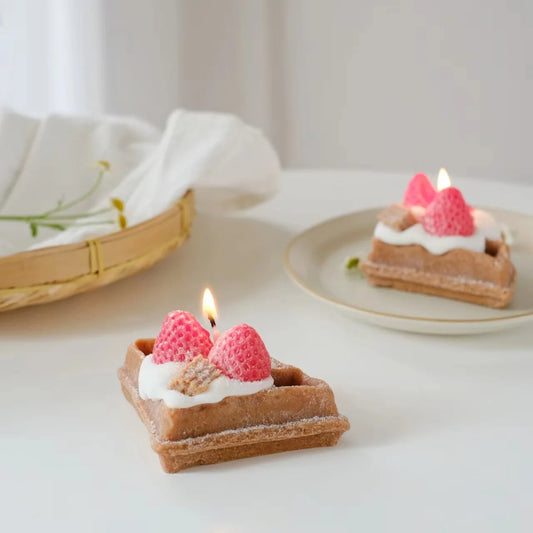 Artisan Waffle Dessert Candle: Cute Soy Wax for Creative Home Ambiance