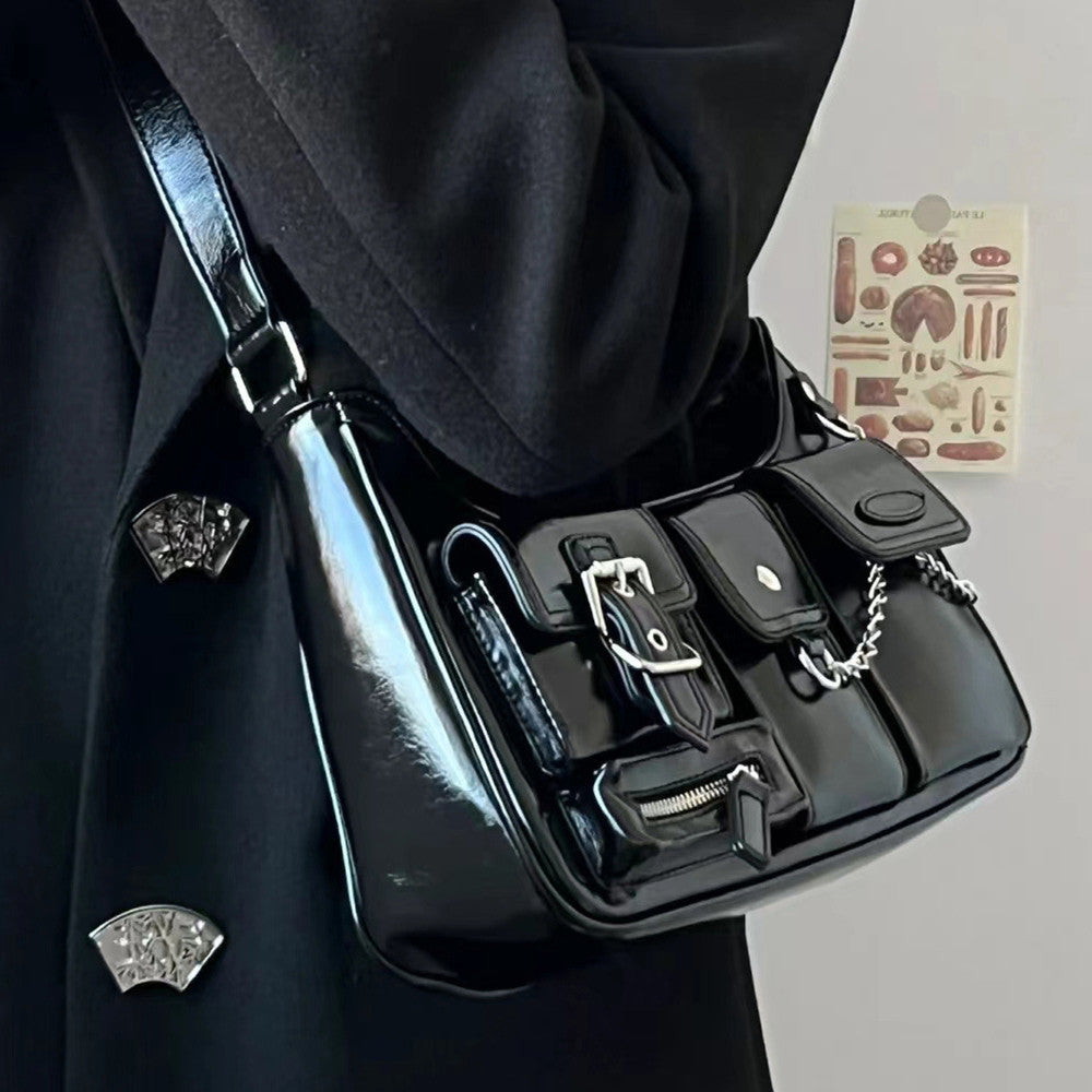 Damen Schultertasche – Hongkong Style Motorrad Bag mit Kette NOOR08