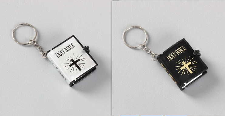 Mini Bibel Schlüsselanhänger | Kreuz-Schlüsselring als Geschenk NOOR08