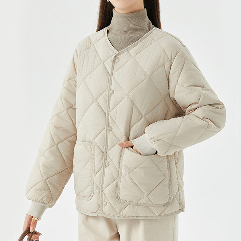 Warmer Rauten-Steppmantel – Rundhals, Leicht & Elegant NOOR08