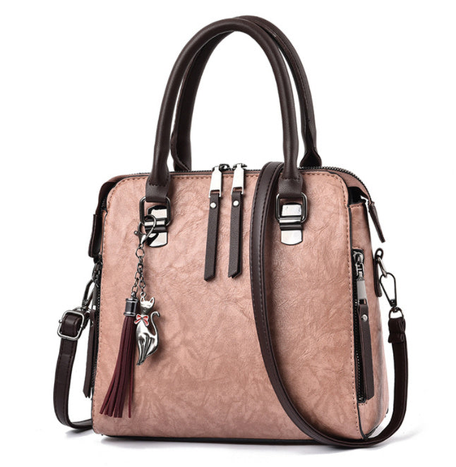 Vintage Damen Handtasche – PU Leder Tote mit Quaste & großer Kapazität NOOR08