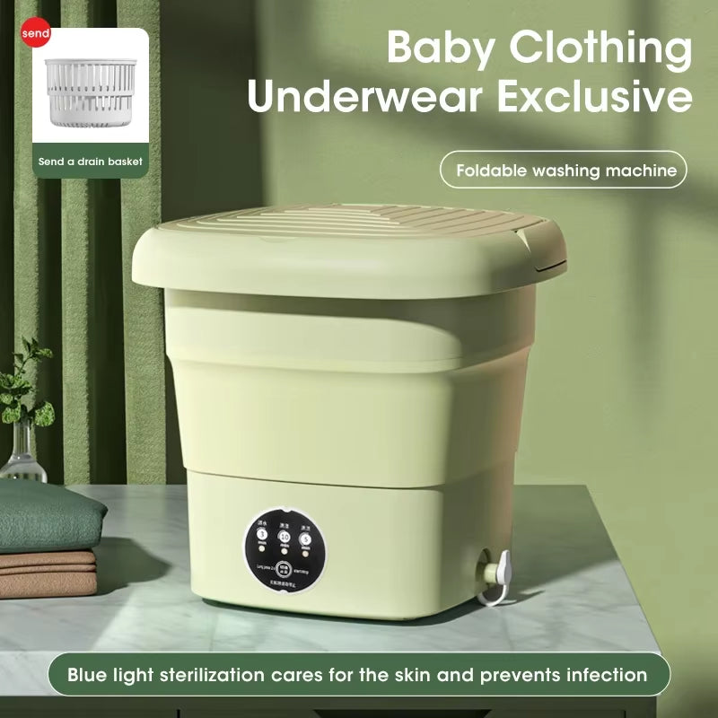 Compact Mini Washing Machine: Foldable & Portable for Socks, Underwear & Travel
