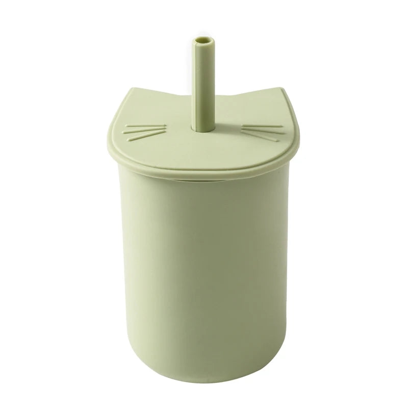 200ML Baby Feeding Drinkware Straw Cup Baby Learning Feeding Bottles Anti-Hot Leakproof Silicone Tableware Toddler Water Bottle