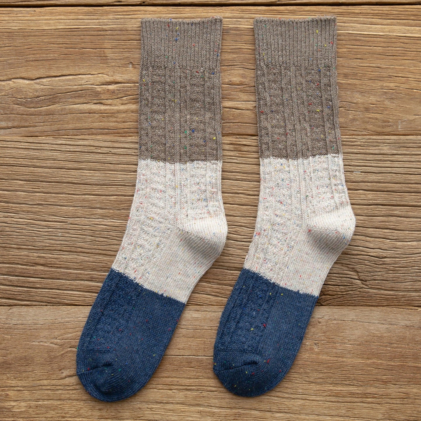 Retro Mori Style Wollsocken – Dicke Farbmix Tube Socken NOOR08