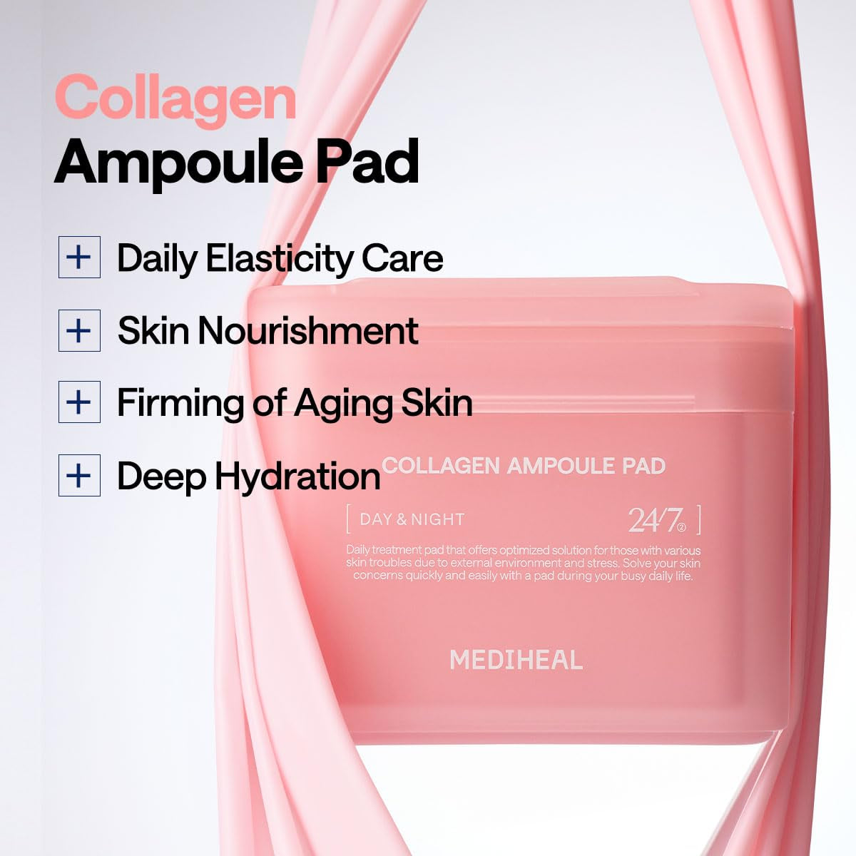Collagen-Ampullen-Pad - Gesichtswasser Aus Baumwolle Für Hautstraffung Und Wiederherstellung Der Elastizität - Vegane Öko-Seidenpads (100 Stück)