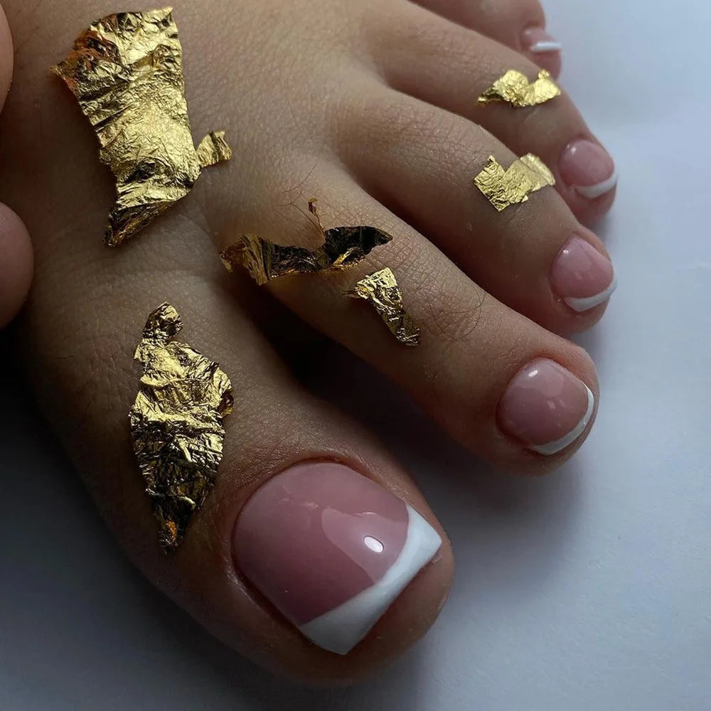 Simple French Fake Toenails (24 Pcs) | Comfortable & Removable Press-On for Summer