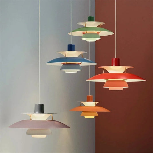 Nordic Rainbow Umbrella Chandelier – Modern LED Pendant Light for Dining/Living Room